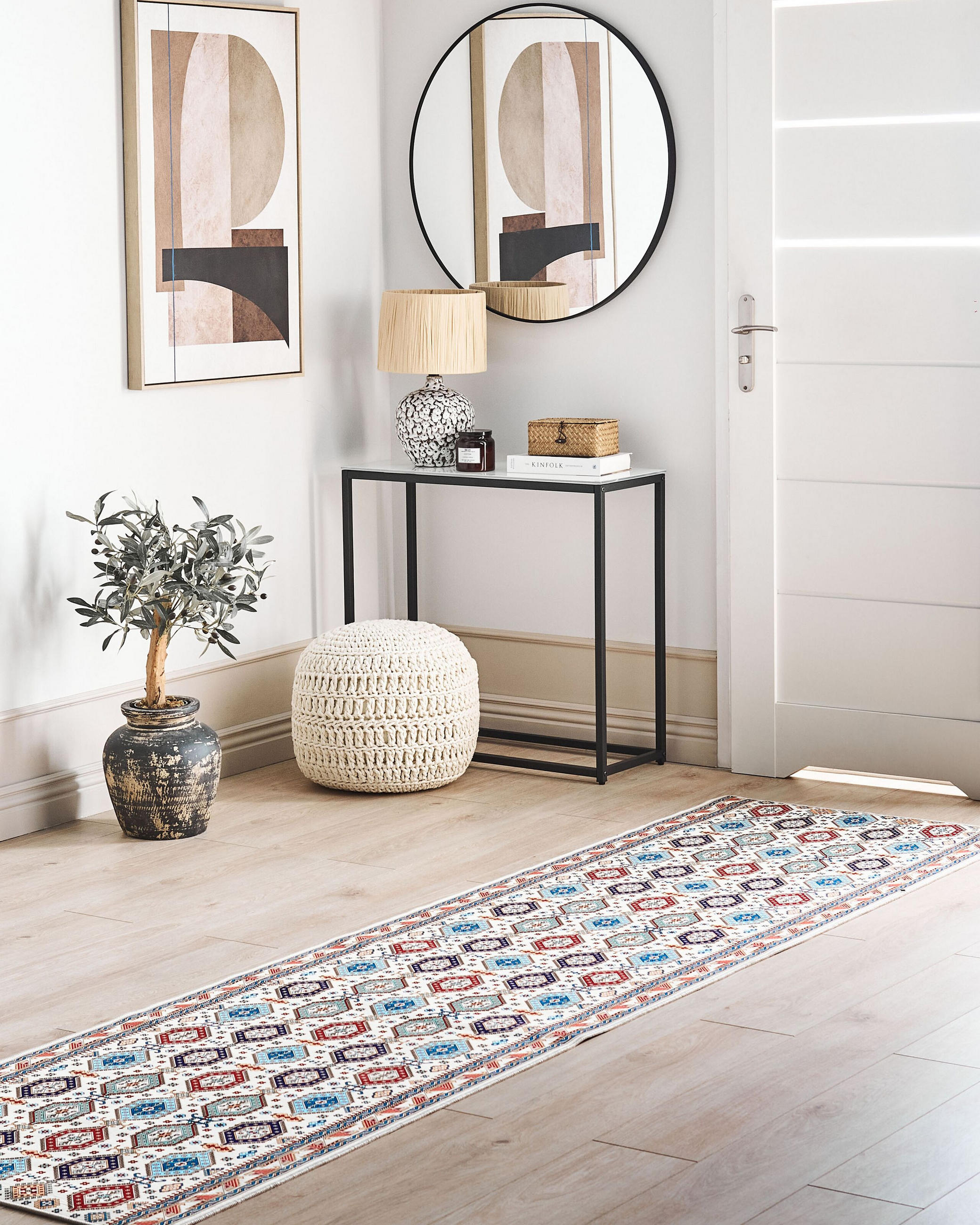 KURZFLOR-TEPPICH Bunt 80/300 cm Hacilar - Blau/Beige, Textil (80/300cm) - Beliani