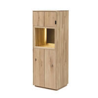 VITRINE Massivholz Idalia 50x140x42 Standvitrine Wildeiche Bianco geölt/Granit - Wildeiche, Holz (50/140/42cm) - 58aufmkessel