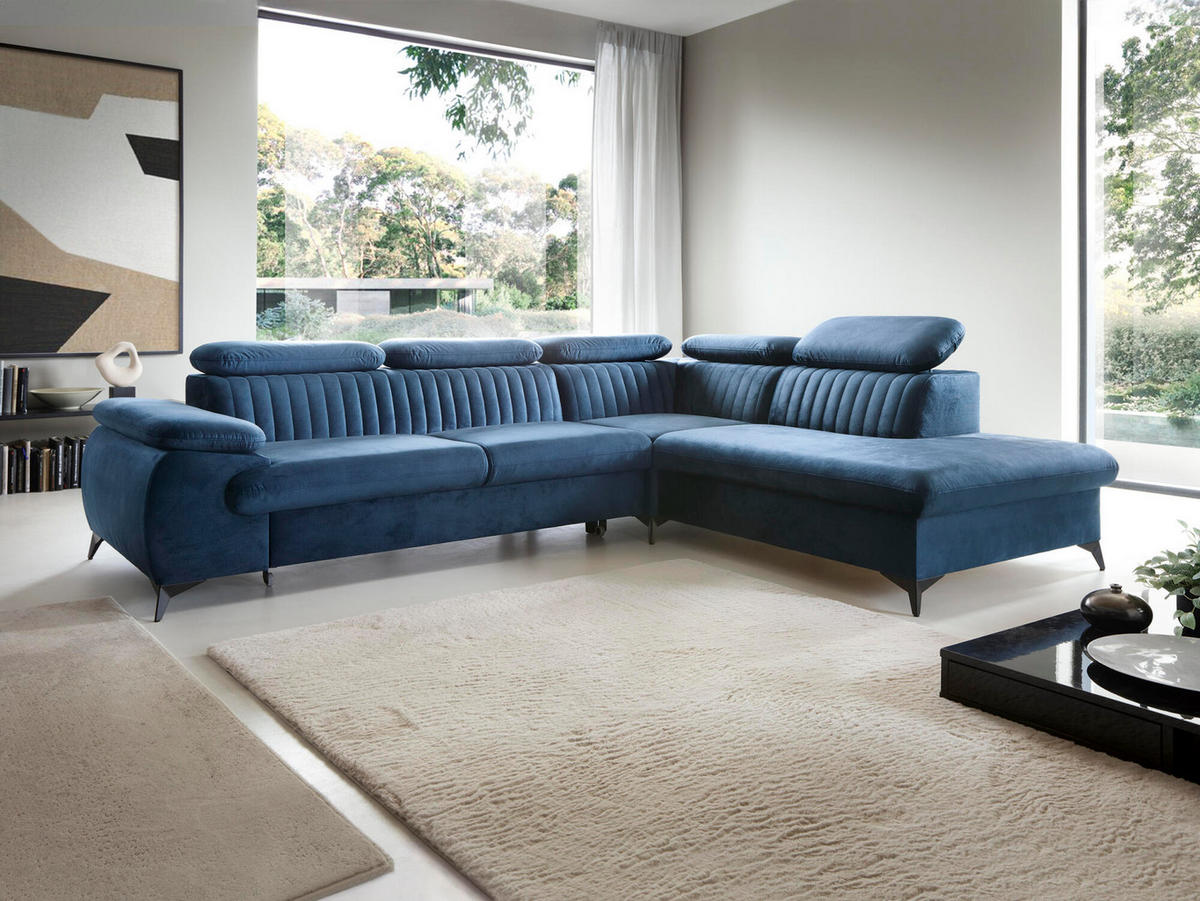 ECKSOFA BELT Blau 275x221x95 cm - Blau, Textil (275/221cm) - FURNLUX