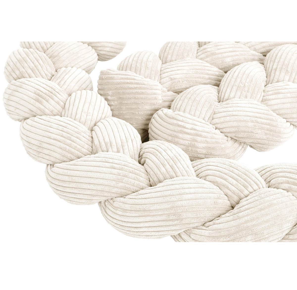 BETTUMRANDUNGSSCHUTZ geflochtene Bettschlange aus Cord, 150 cm, Vanille - Beige, Textil - MeowBaby