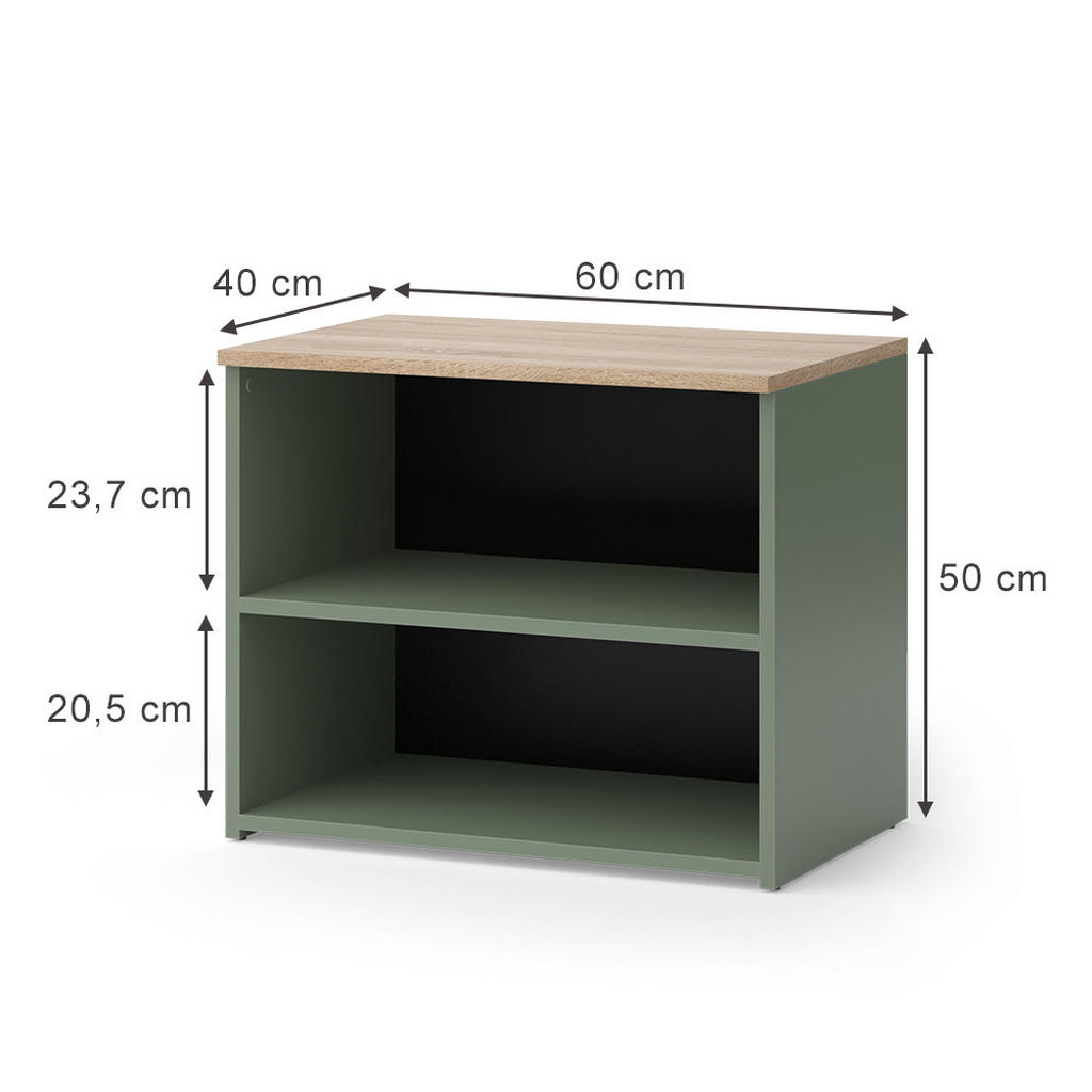 Thumbnail - Vicco Lowboard, Grün, Holzwerkstoff, 2 Fächer, Rechteckig, 60x50x40 cm, Wohnzimmer, Wohnwände, Lowboards, Lowboards steh...