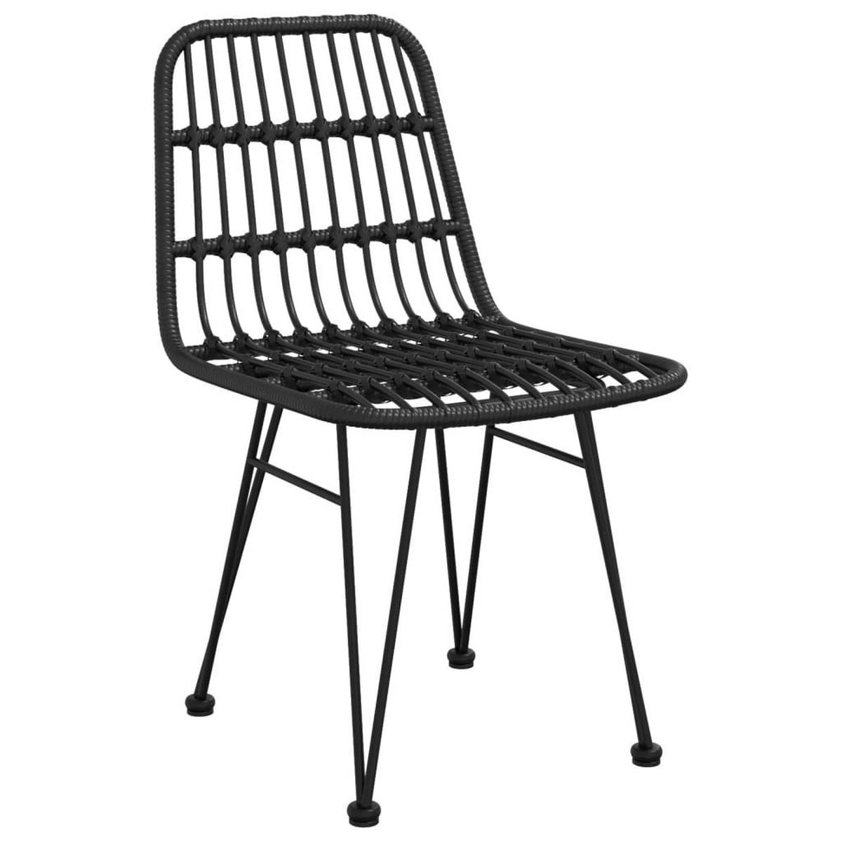 GARTENSTÜHLE 2 Stk. Schwarz 48x62x84 cm PE-Rattan - Schwarz, Metall (48/84/48cm) - furnicato