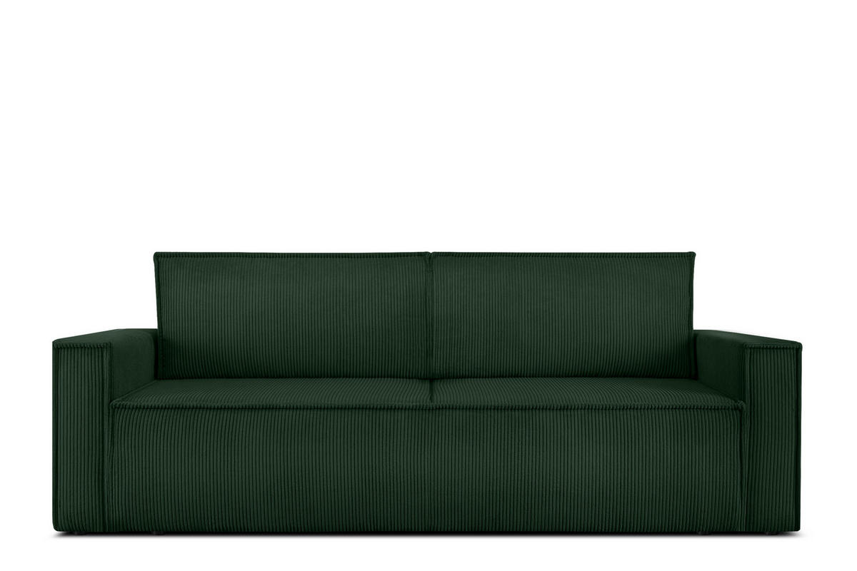 SCHLAFSOFA NAPI in Pet Friendly Cord-Stoff, dunkelgrün - Dunkelgrün/Schwarz, Textil (228/89/101cm) - KONSIMO®
