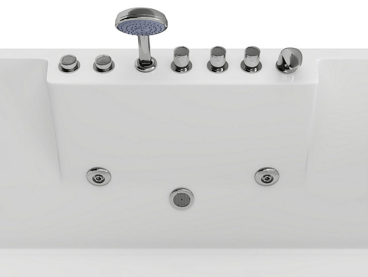 WHIRLPOOLBADEWANNE - 2 -Sitzer - Acryl - weiß - THALASSA - Weiß, Kunststoff (182/62/122cm) - Vente-Unique