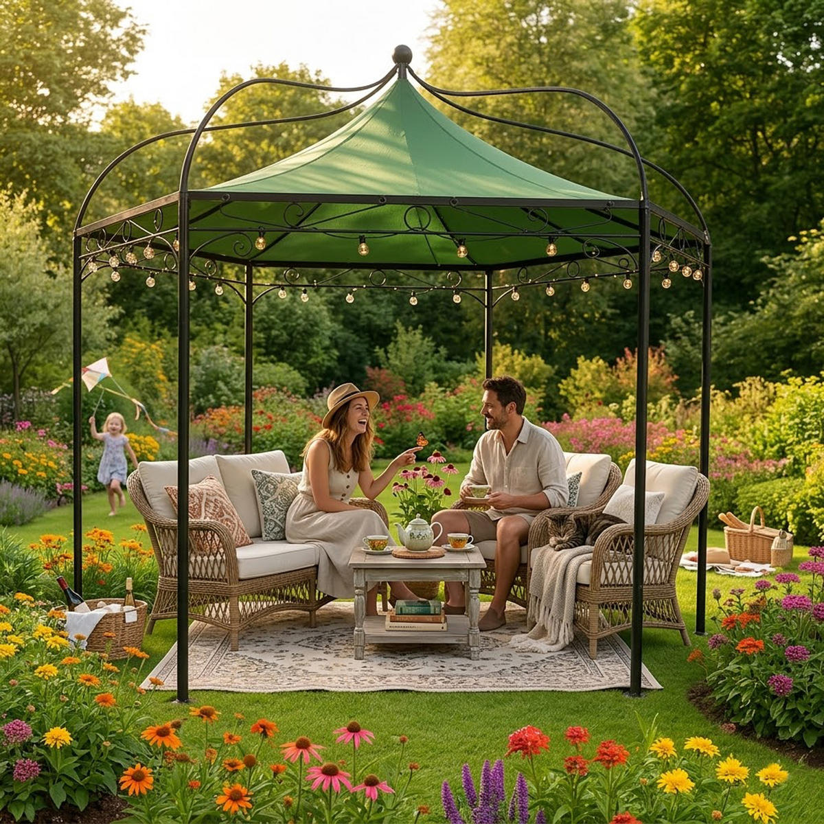 ERSATZDACH für Pavillon Mondura, Pavillondach 6-eckig, Durchmesser 300 cm, Farbe: Grün - Grün, Kunststoff (320/0.3/320cm) - TPFGarden
