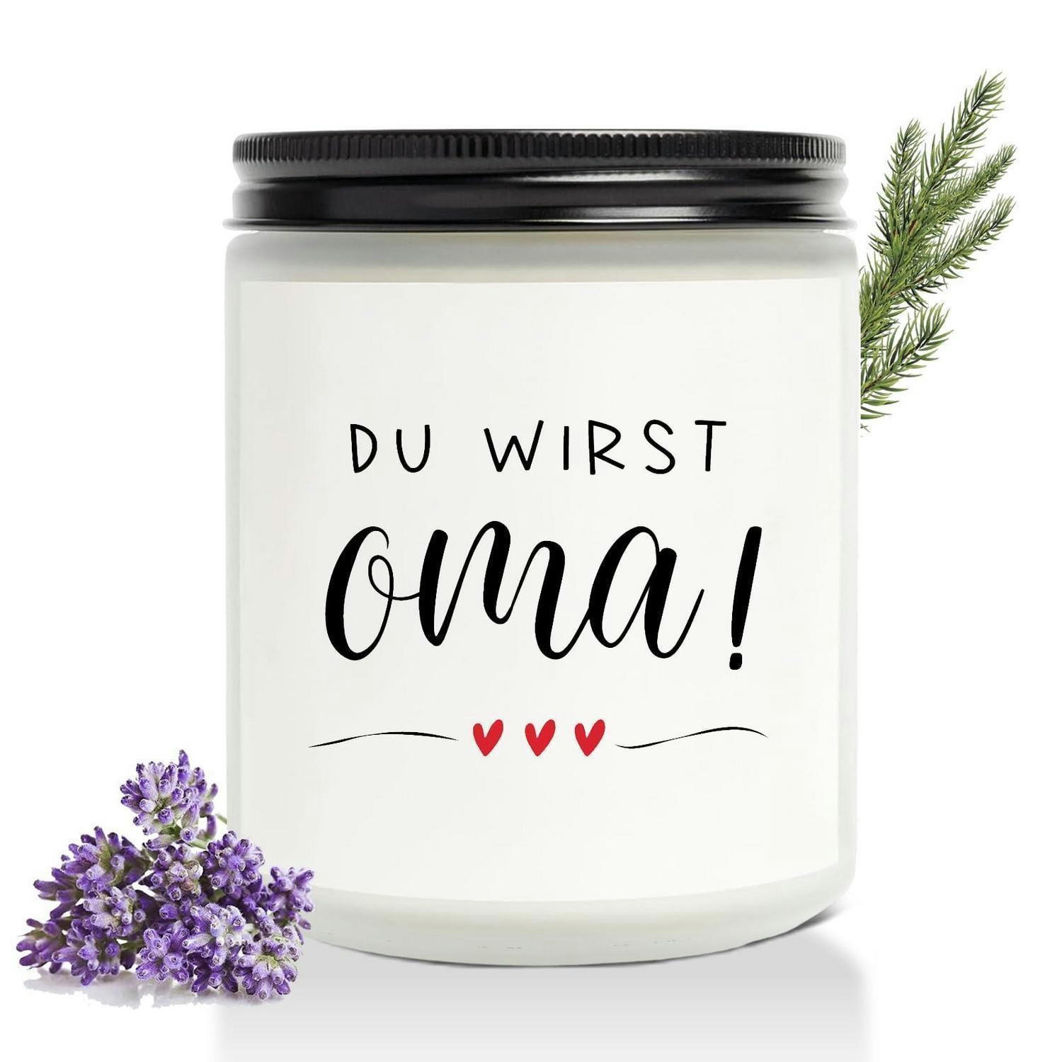 DUFTKERZE "Du wirst Oma" Lavendel - Weiß, Glas (10cm)