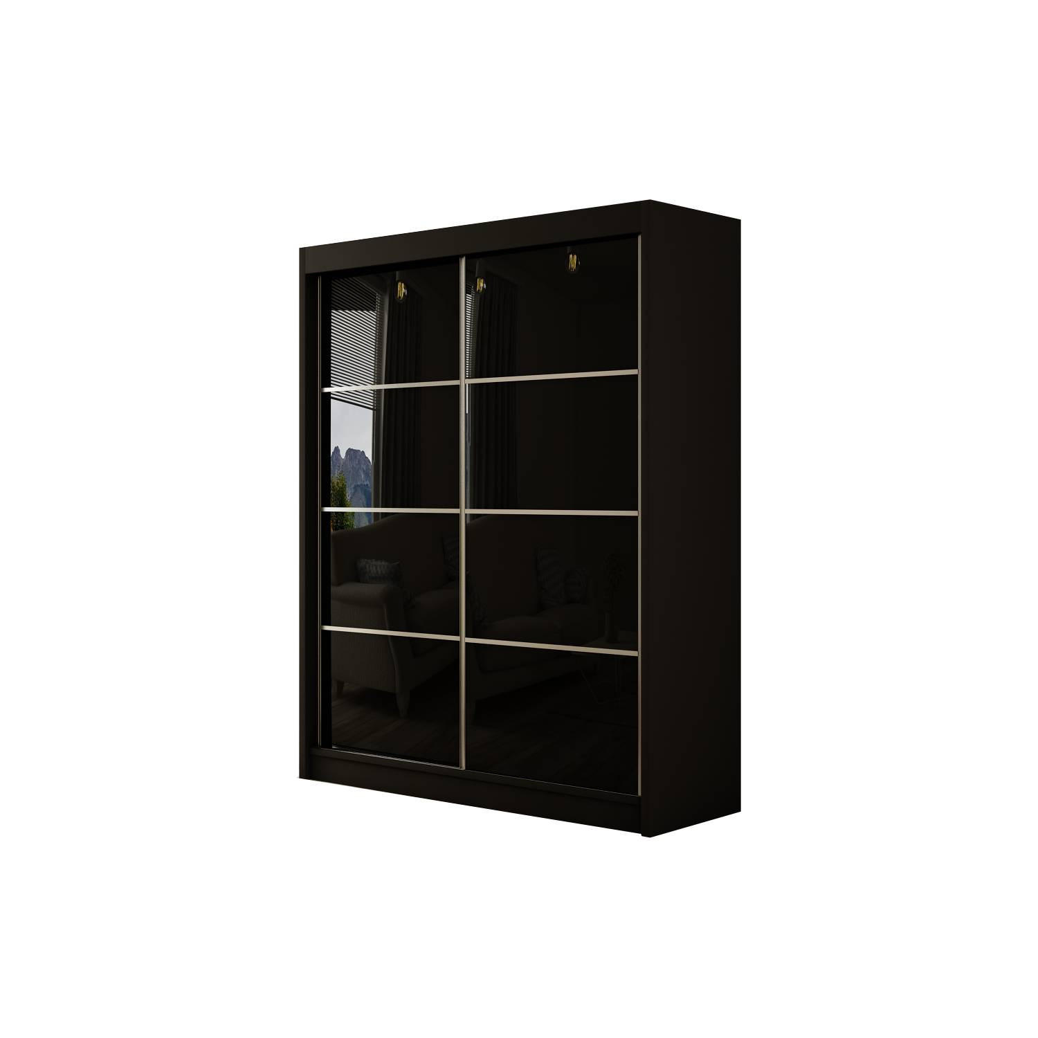 SCHIEBETÜRENSCHRANK TIPI III - Schwarz, Holzwerkstoff (150/215/61cm) - Meblini