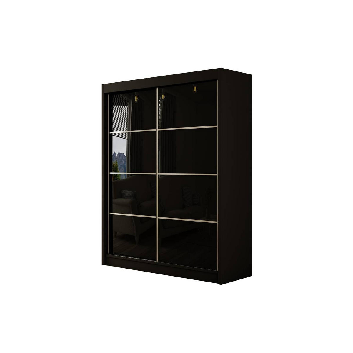 SCHIEBETÜRENSCHRANK TIPI III - Schwarz, Holzwerkstoff (150/215/61cm) - Meblini