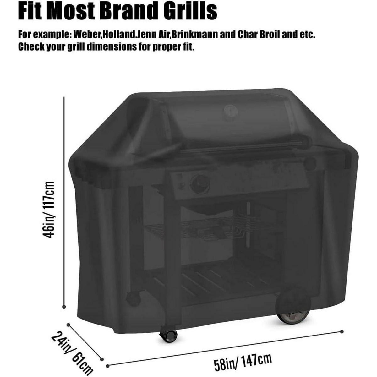 ABDECKPLANE Gasgrill 147 x 61 x 117 cm wetterfest - Schwarz, Kunststoff (61/117/147cm)