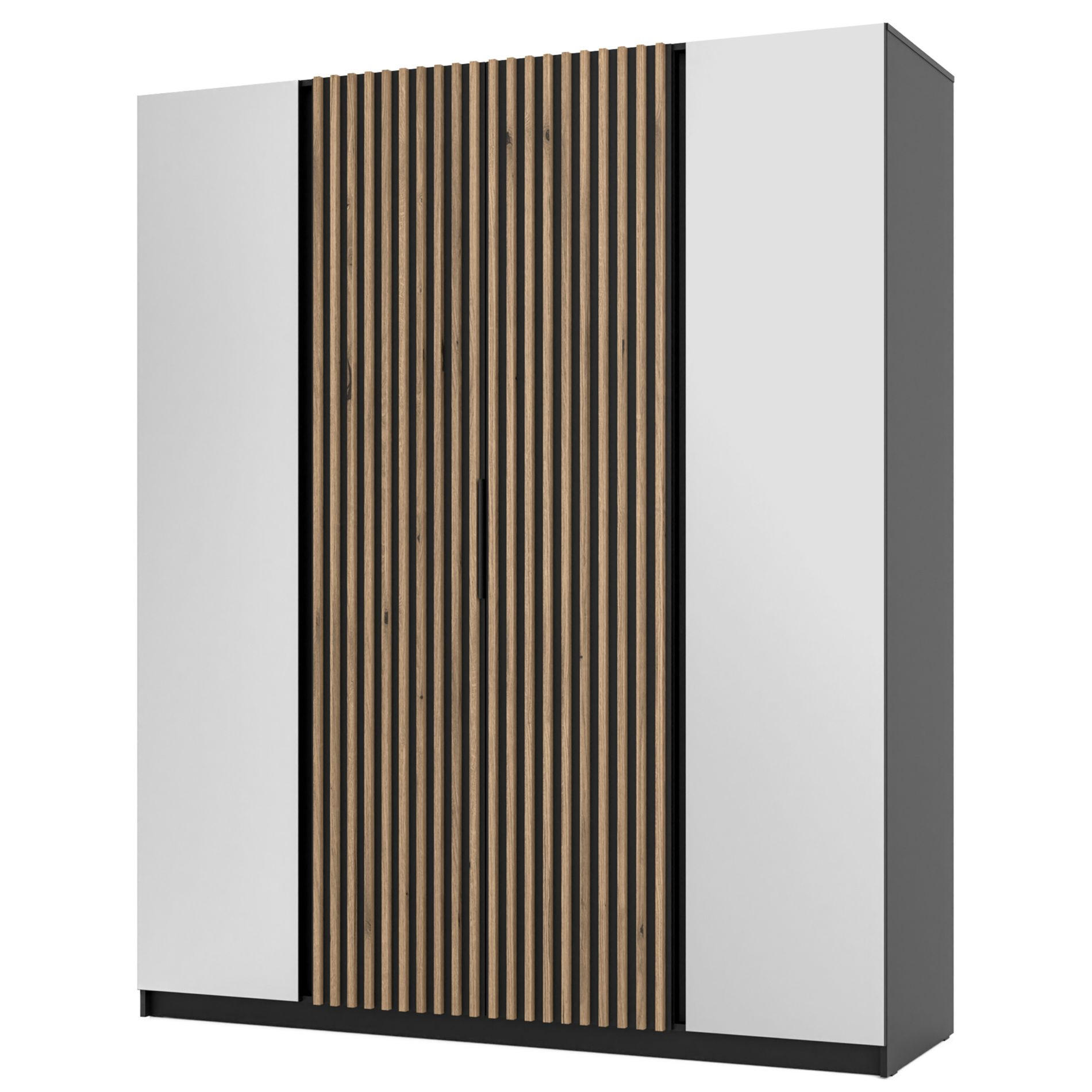 KLEIDERSCHRANK Kaja Schwarz 200 cm - Schwarz, Holzwerkstoff/Metall (200/239/61.9cm) - Selsey