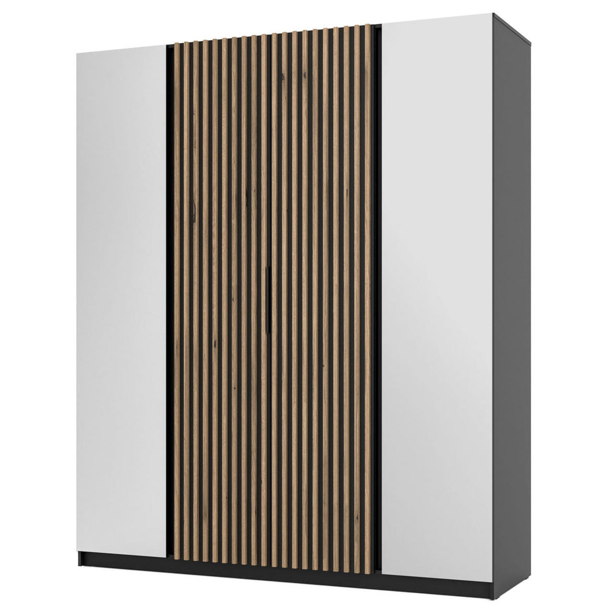 KLEIDERSCHRANK Kaja Schwarz 200 cm - Schwarz, Holzwerkstoff/Metall (200/239/61.9cm) - Selsey