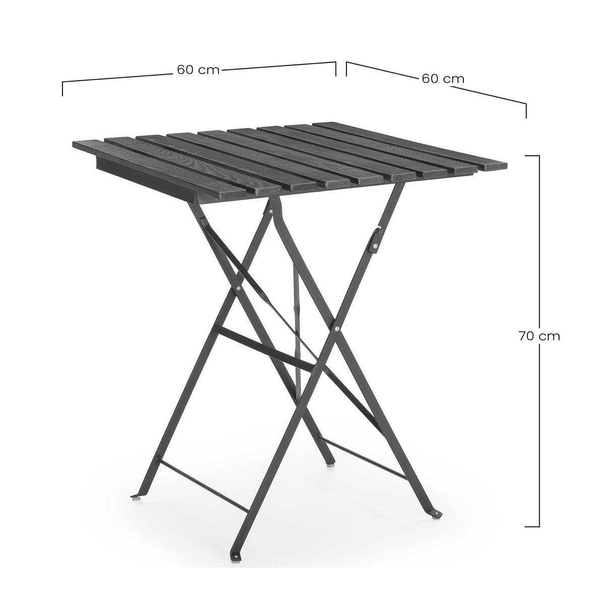 GARTENKLAPPTISCH Agata 60/60/70 cm Metall - Schwarz, Metall (60/60/70cm) - VS Venta-stock