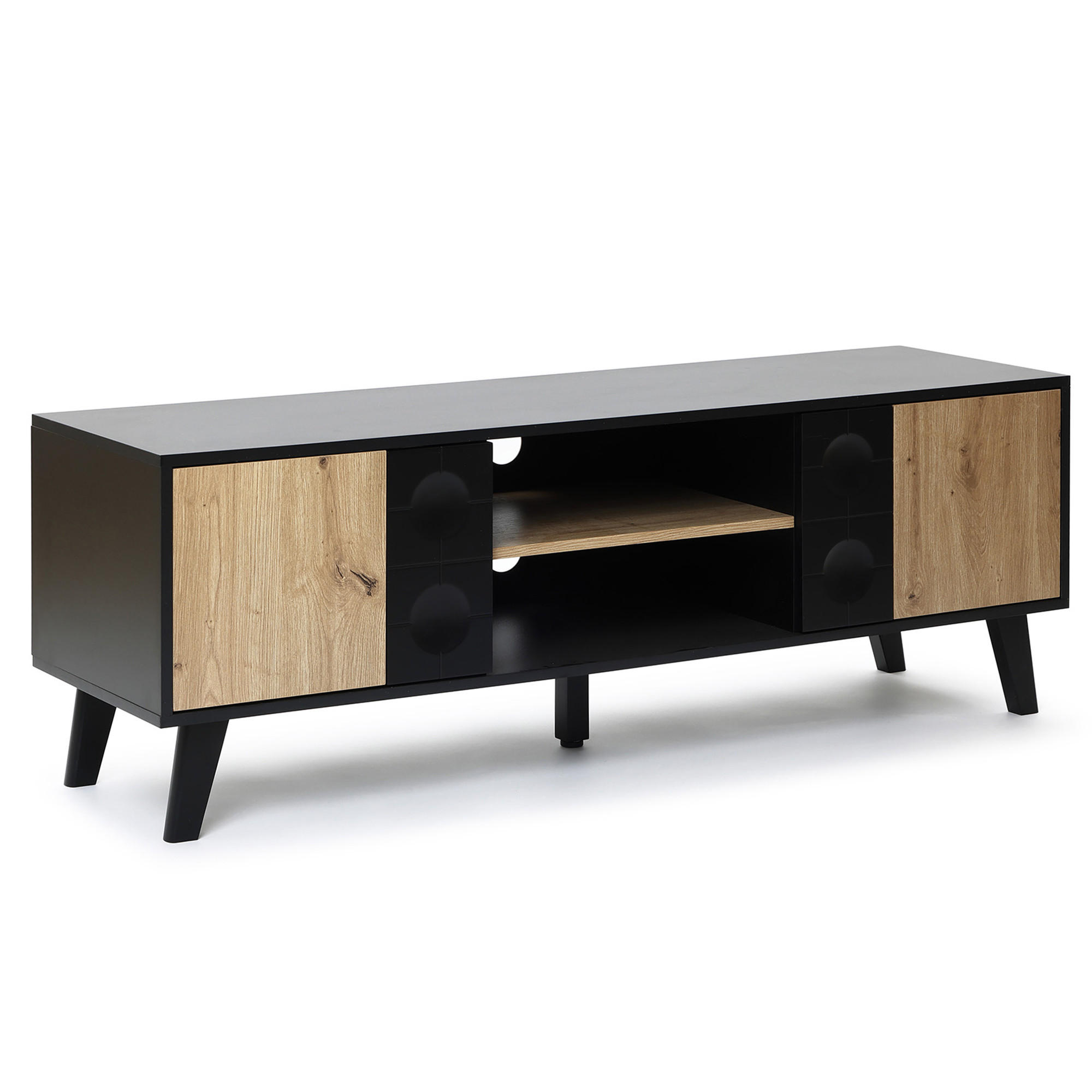 TV-SCHRANK in Natur und Schwarz B45 x T40 x H140 cm - Schwarz, Holz (140/48/40cm) - Hometopia