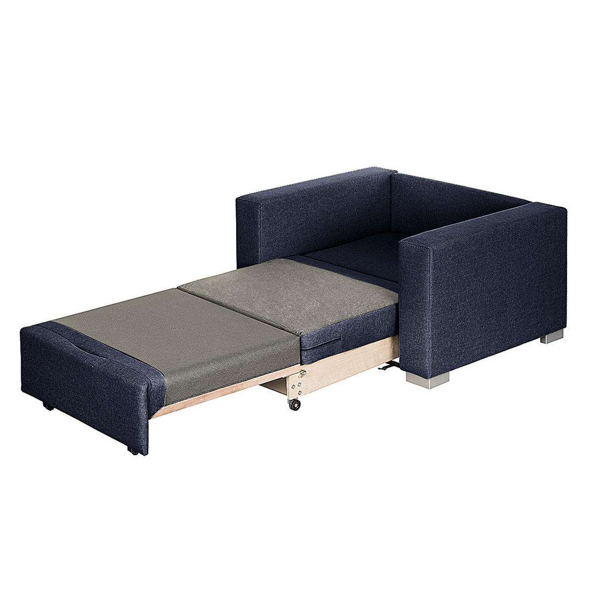 SCHLAFSESSEL - Blau/Silberfarben, Textil (110/90/90cm) - home24