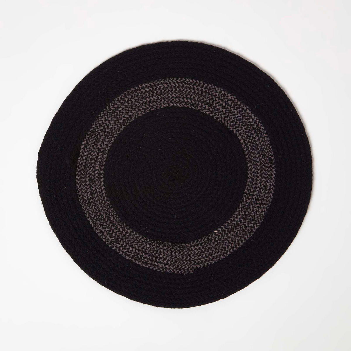 TISCHSET rund im 4er-Set 40 cm, schwarz-grau aus Baumwolle - Schwarz, Textil (40/40cm) - Homescapes
