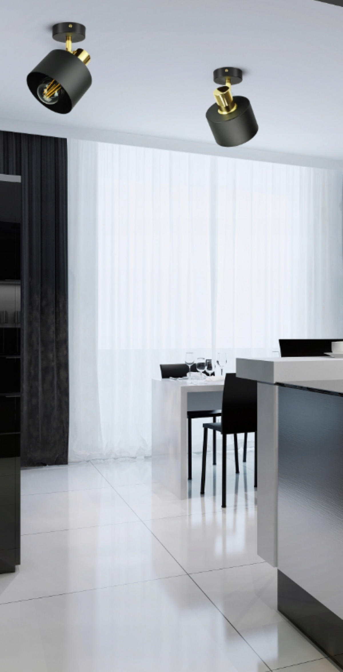 DECKENLEUCHTE BLACKSPOT - Goldfarben/Schwarz, Metall (12/12/20cm) - kiki design