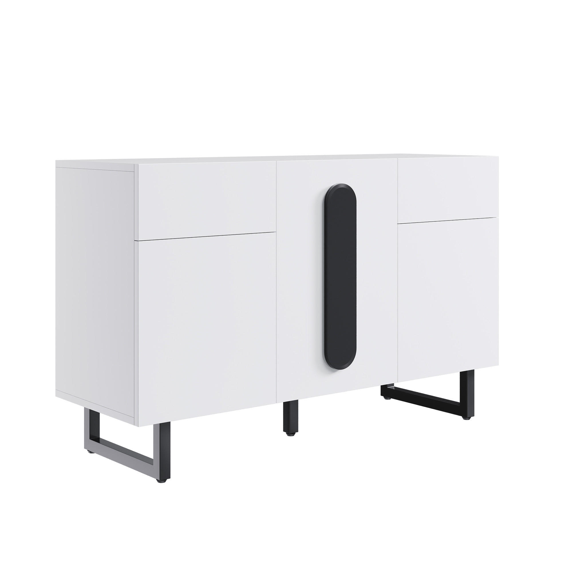 SIDEBOARD 120/40,5/75 cm mit Schubladen, Türen und verstellbaren Einlegeböden, großzügiger Stauraum, Weiß - Weiß, Holzwerkstoff (120/75/40.5cm) - Redom