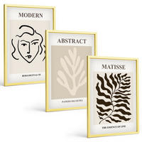 BILDER SET 3er Set - 40x60 cm Goldrahmen - Gesicht Blätter Kunst Matisse - Goldfarben, Kunststoff (40/60cm) - TULUP