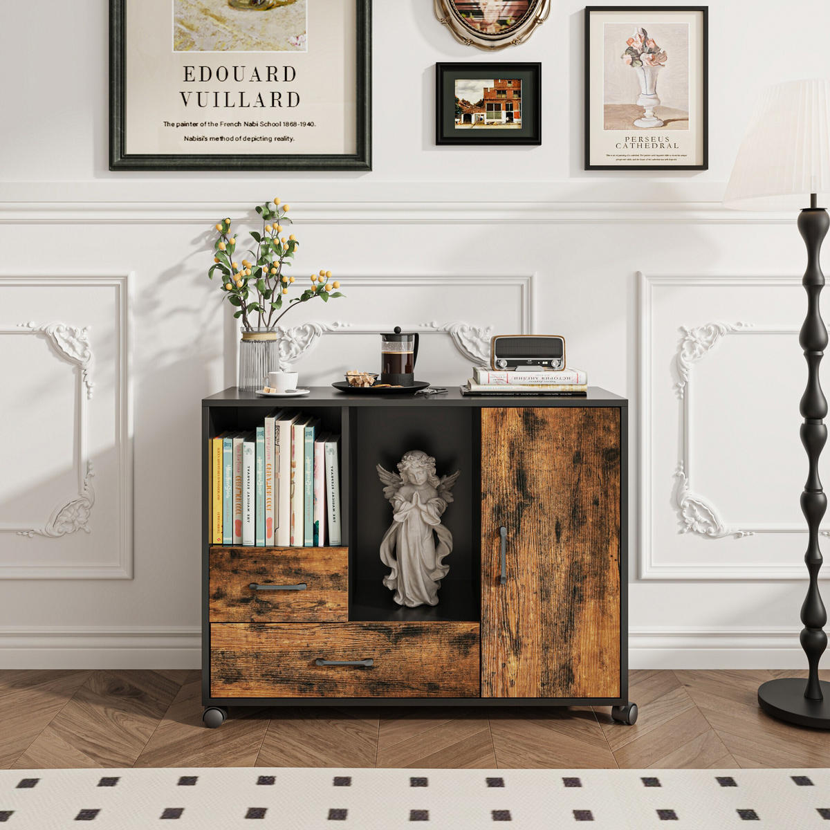 ROLLCONTAINER - Multicolor, Holzwerkstoff/Kunststoff (90/70/35cm) - Relaxdays