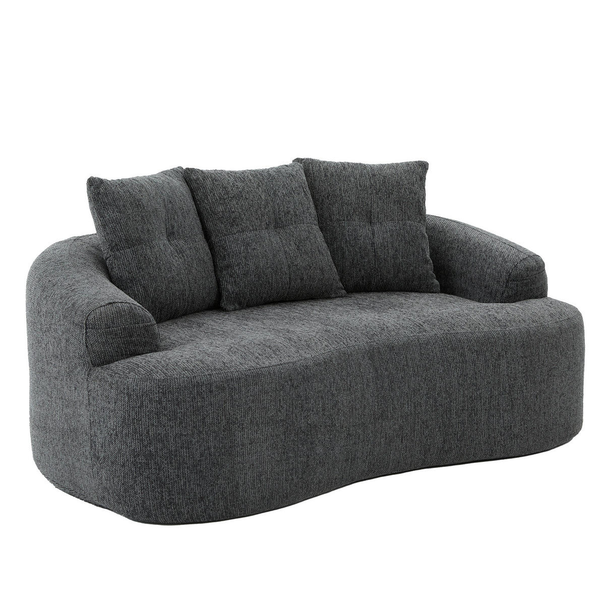 SOFA 2-Sitzer 164 x 92 x 60 cm Chenille Grau - Grau, Holzwerkstoff (164/60/92cm) - Meubliv