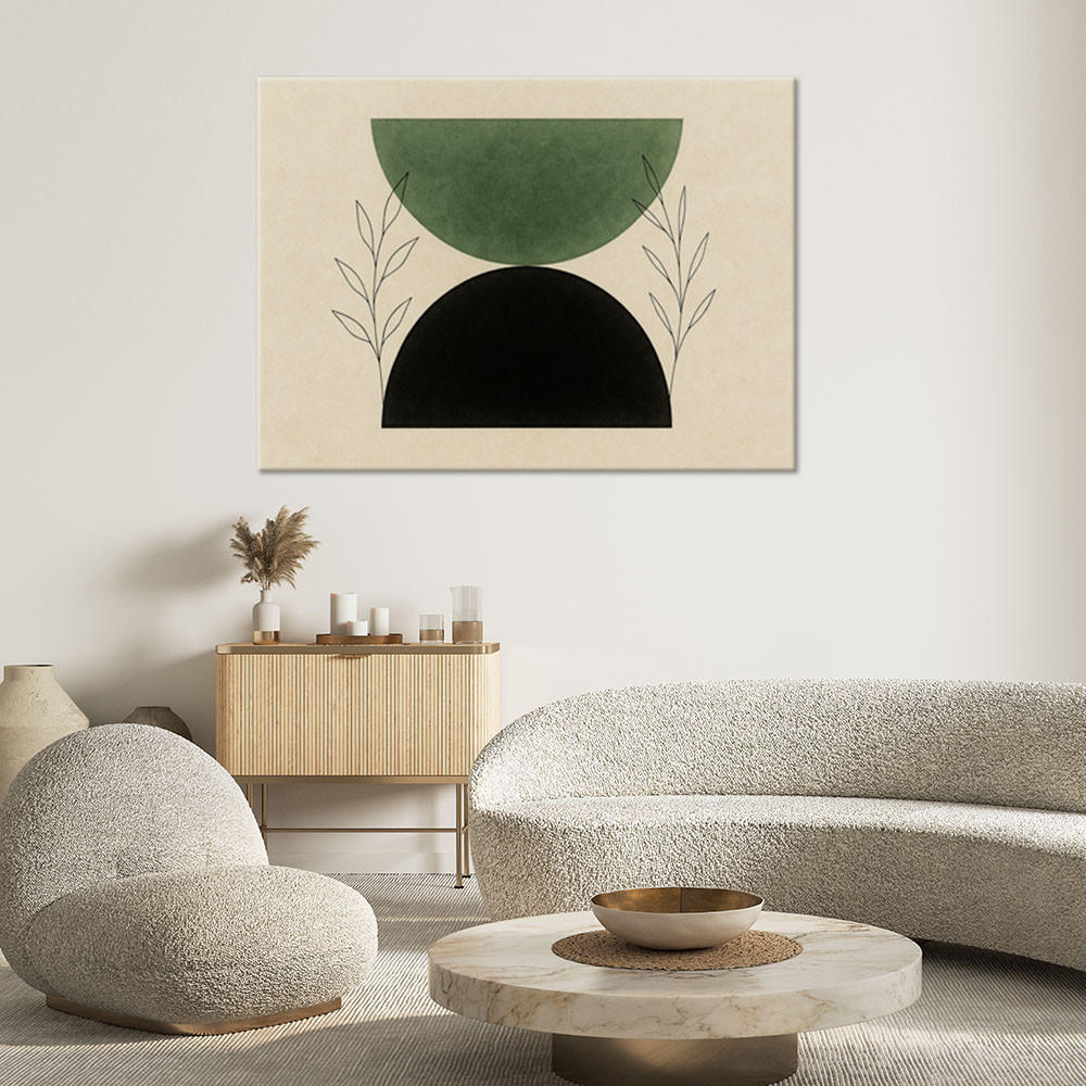 LEINWANDBILD Halbkreise Minimalismus Botanik Grün 120x80cm - Beige, Textil (120/80cm) - Feeby