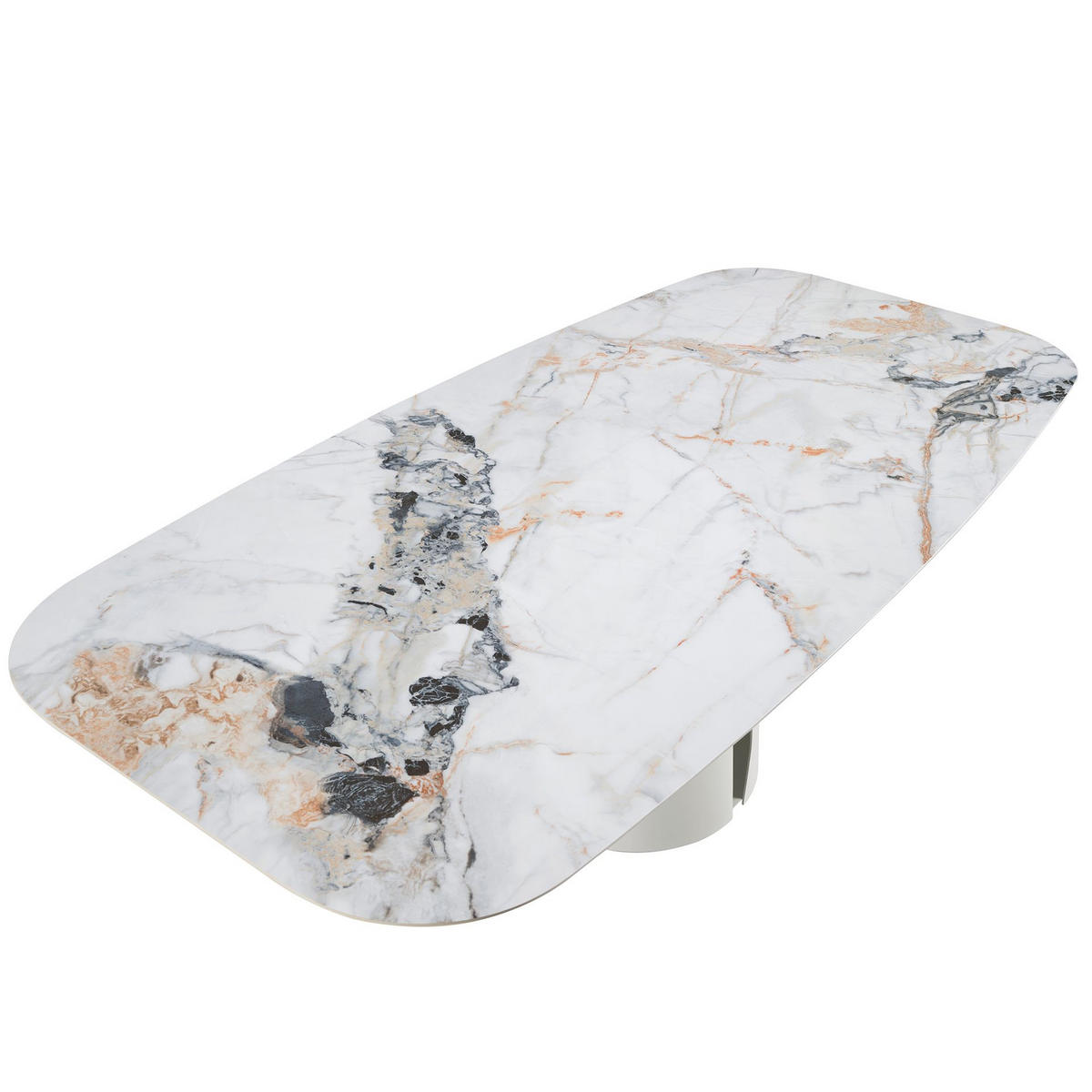 ESSTISCH Esstisch ovales Fass porzellanmarmor aus weißer Stahl Ø238/110/76 cm - Weiß, Stein (110/238/76cm) - ANGEL CERDA