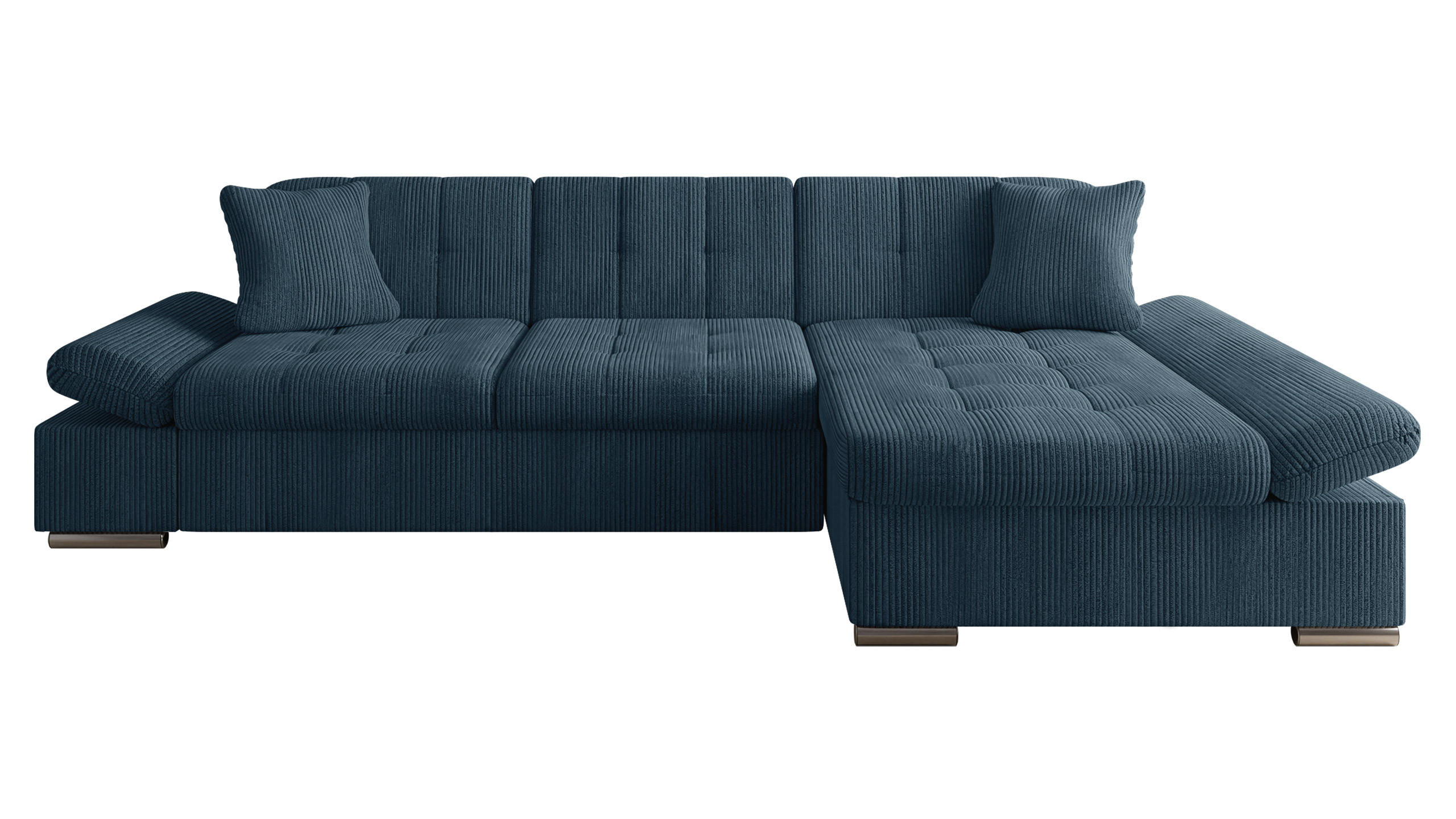 ECKSOFA Malwi Cord, Seite: Rechts - Dunkelblau, Holz/Textil (278/161cm) - MIRJAN24