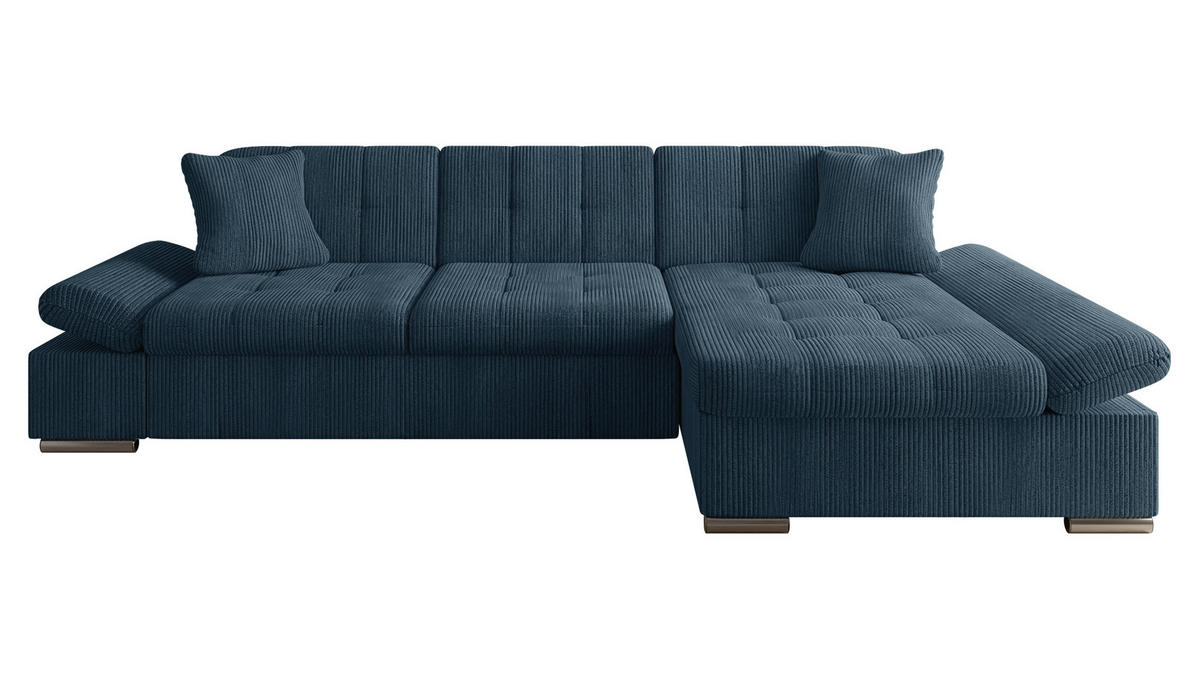 ECKSOFA Malwi Cord, Seite: Rechts - Dunkelblau, Holz/Textil (278/161cm) - MIRJAN24