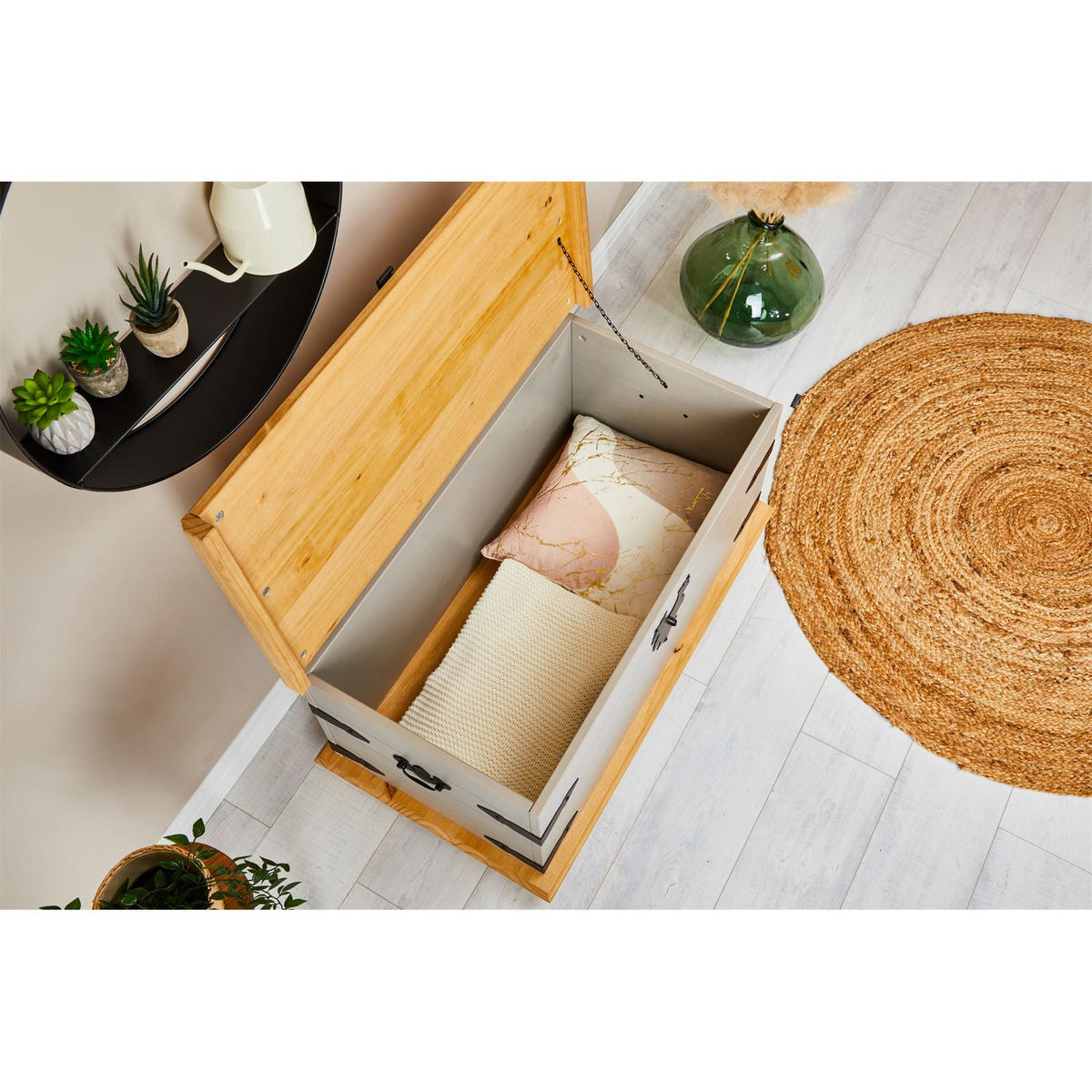 TRUHENBANK TEQUILA - Braun/Grau, Holz (92/50/45cm) - IDIMEX