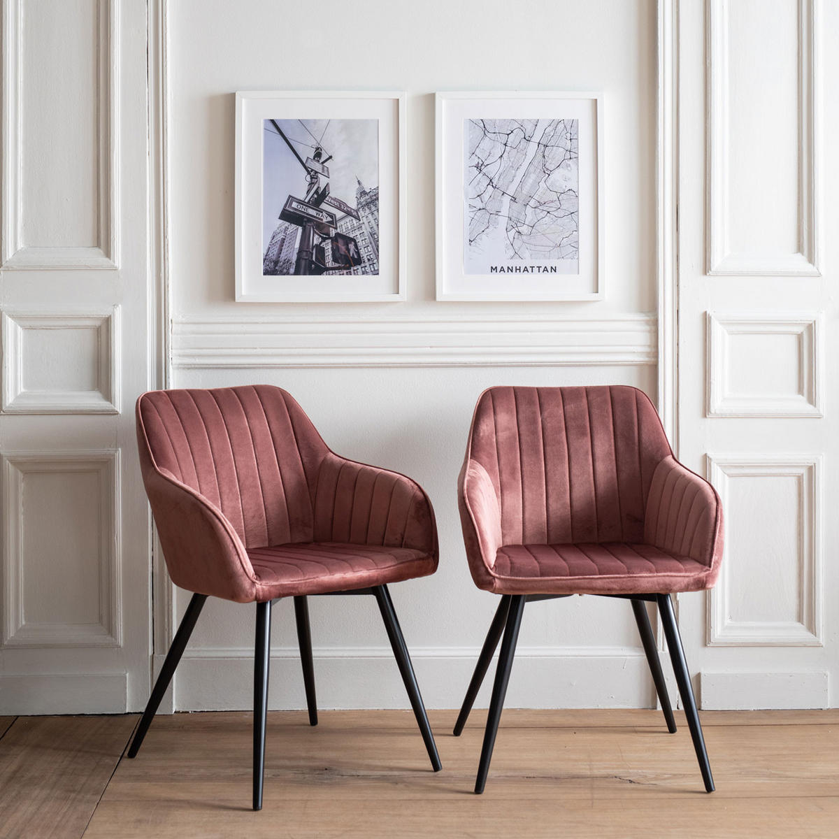 STÜHLE Bertille Rosa 2er-Set - Rosa, Textil (58/83.5/64cm) - Happy Garden