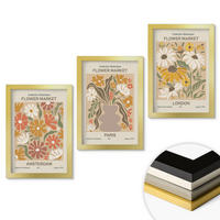 WANDBILDER 3er Set - 20x30 cm Goldrahmen - Blumenmuster Amsterdam Paris London - Goldfarben, Kunststoff (20/30cm) - ArtPrintCave