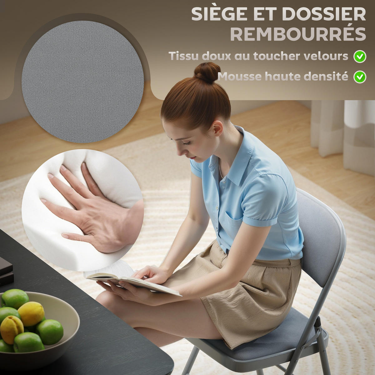 KLAPPSESSEL Grau 4 Stück - Grau, Naturmaterialien (45/78/46cm) - GiPP