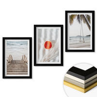 WANDBILDER 3er-Set - 20x30 cm Schwarzer Rahmen - Strandtreppe aus Holz, Urlaub - Schwarz, Kunststoff (20/30cm) - ArtPrintCave