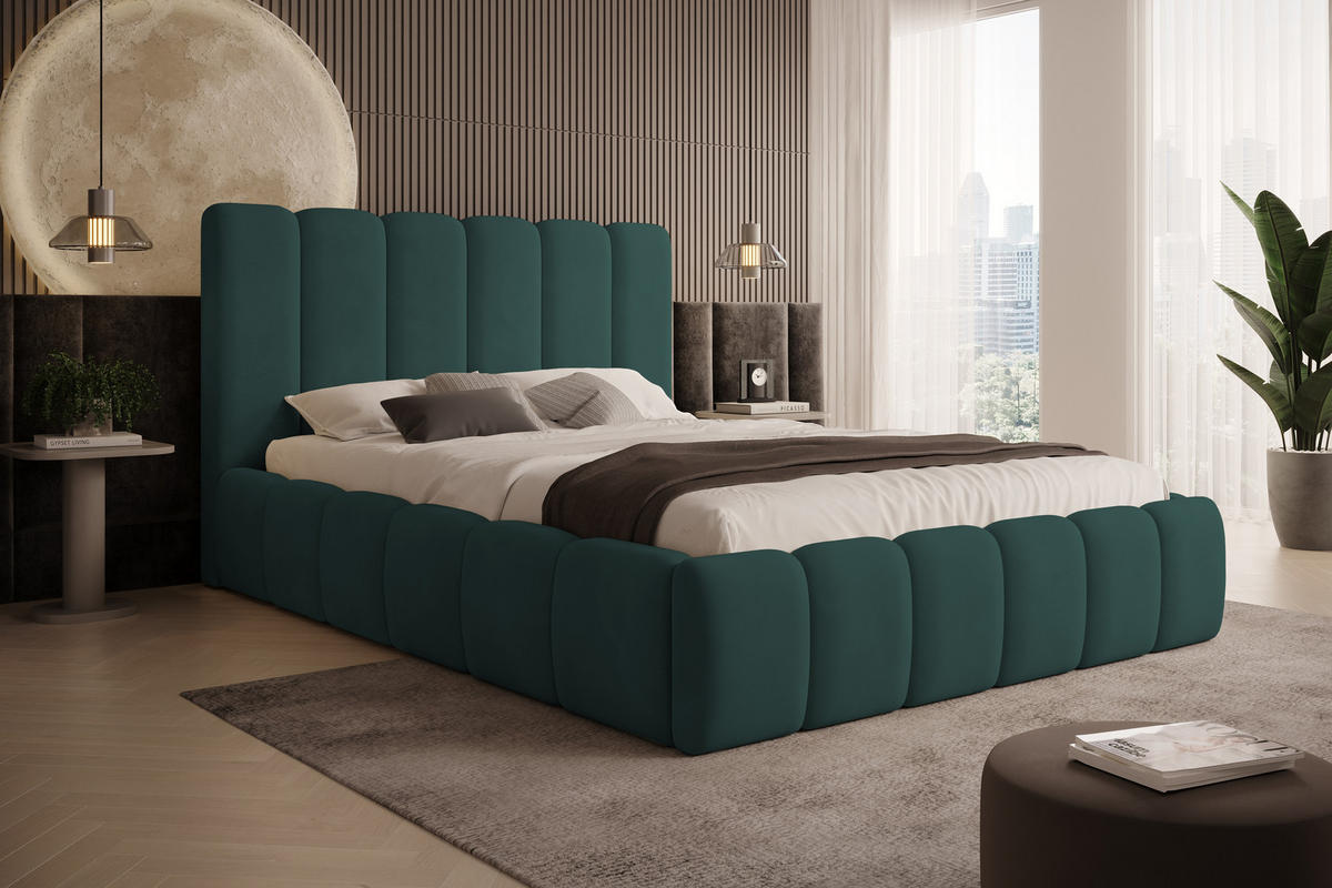 POLSTERBETT Vilo 200x200 mit Bettkasten und Stabilem Metallgestell - Türkis, Textil (200/200cm) - Storez24