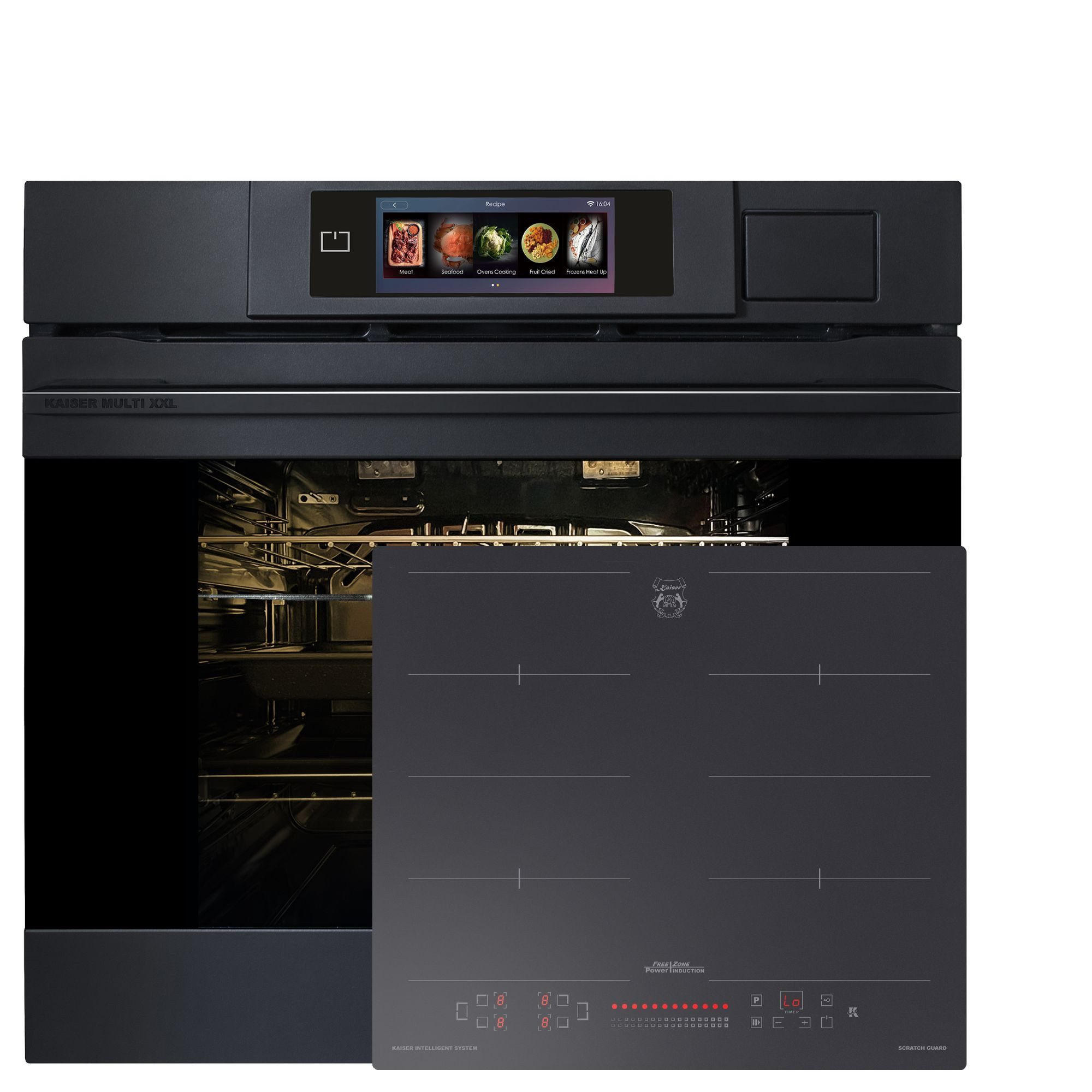 EINBAU-BACKOFEN mit DampfgarfunktionEH 6341+KCT 6110 FI Induktionskochfeld 60сm - Schwarz, Metall (59.4/59.4/57.5cm) - Kaiser Küchengeräte