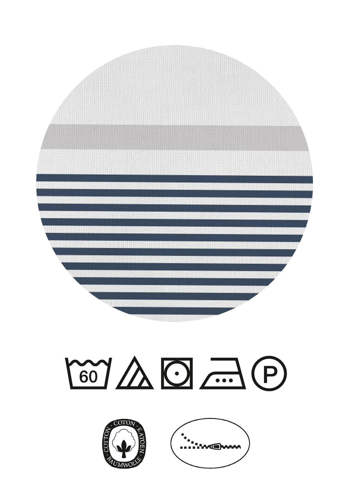 BETTWÄSCHE-GARNITUR Renforcé Querstreifen marine, 155x220 cm + 80x80 cm - Dunkelblau, Textil (155/220cm) - Daniel Hechter