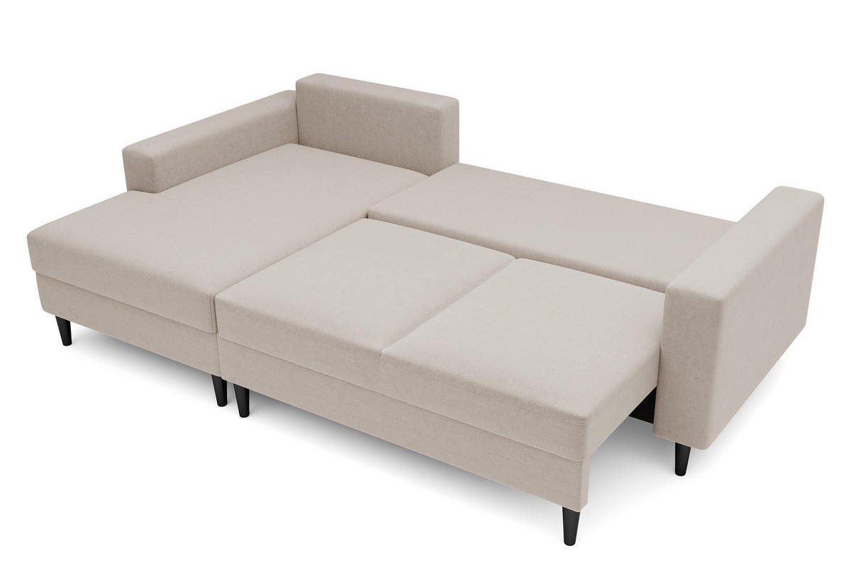 ECKSOFA Nalika Beige Velours - Beige/Schwarz, Holz/Textil (230/143cm) - Selsey