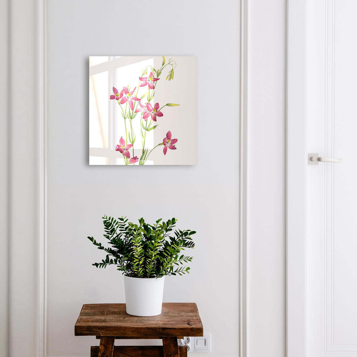 SCHLÜSSELBOX Schwarz 30x30 cm- Türöffnung nach rechts - Rosa Blüten - Pink, Metall (30/30/5cm) - TULUP