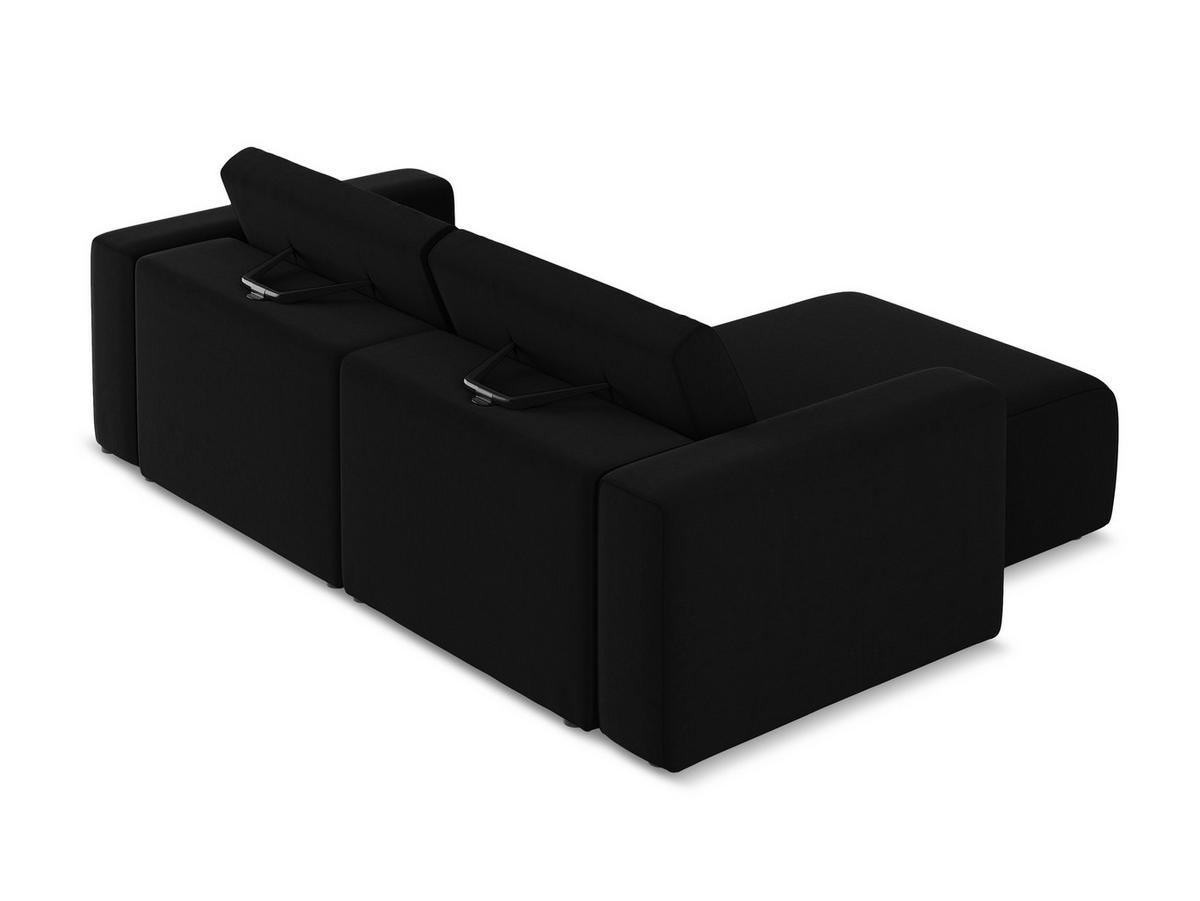 ECKSOFA Links Samt Stoff Schwarz - Schwarz/Grün, Kunststoff/Textil (167/224cm) - Makamii