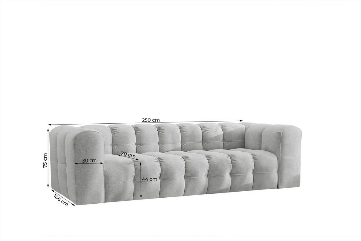 SOFASET Solvie 4-4 In Moly - Anthrazit, Holzwerkstoff/Textil (250/75/106cm) - Fun Möbel
