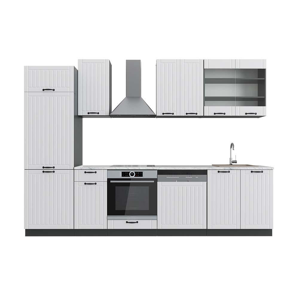 KUHINJSKI BLOK Fame-Line Bela podeželska hiša/antracit 300 cm , DP Marmor - bela/antracit, leseni material (300/206.8/60cm) - Vicco
