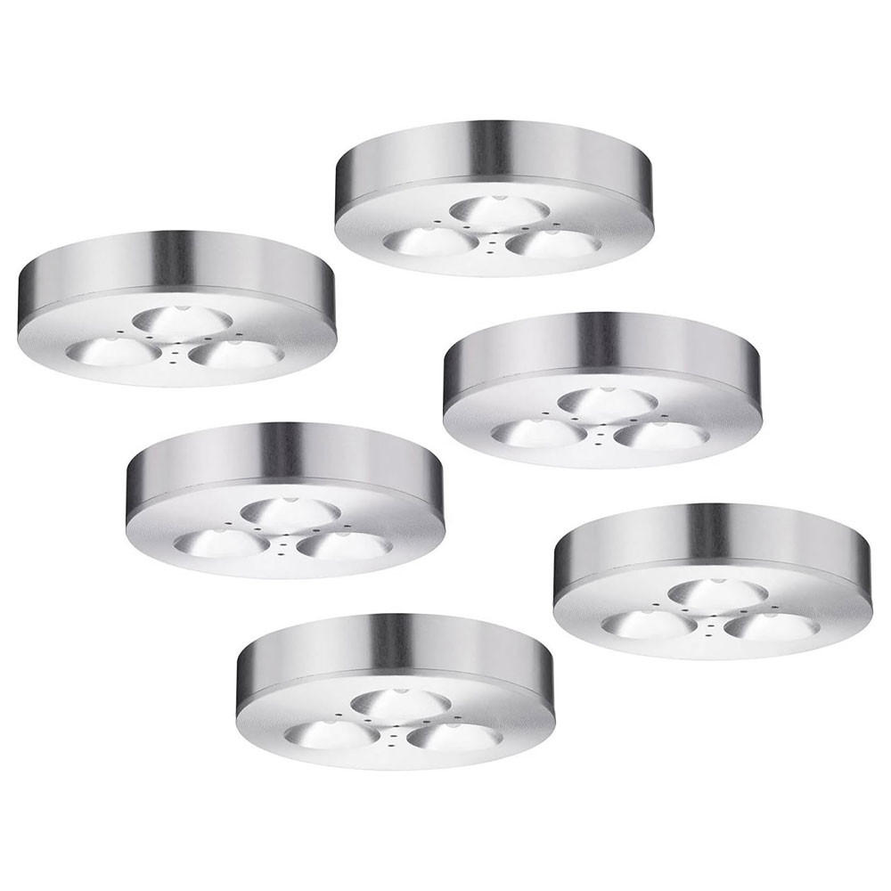 LED WANDLEUCHTE Silber gebürstet 6er Set - Silberfarben, Metall (7/1.4/1.5cm)