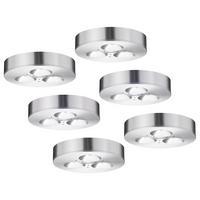LED WANDLEUCHTE Silber gebürstet 6er Set - Silberfarben, Metall (7/1.4/1.5cm)