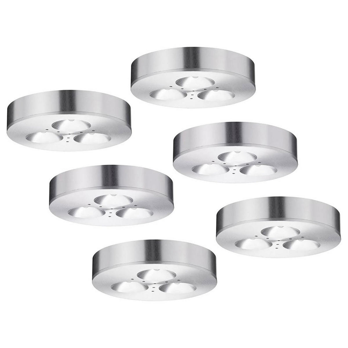 LED WANDLEUCHTE Silber gebürstet 6er Set - Silberfarben, Metall (7/1.4/1.5cm)