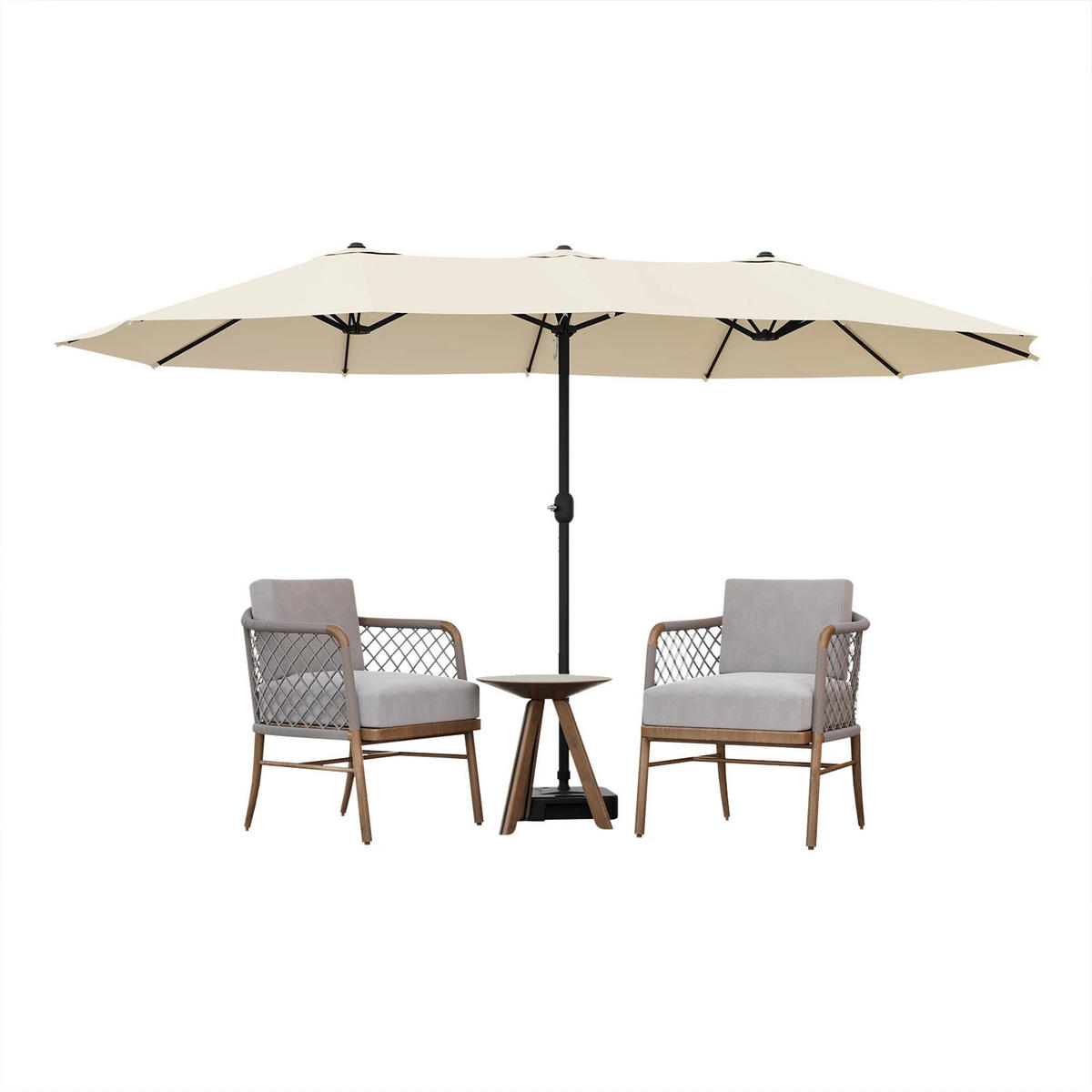 SONNENSCHIRM Kurbel Beige 450x267 cm - Beige, Textil/Metall (450/267cm) - Kaket