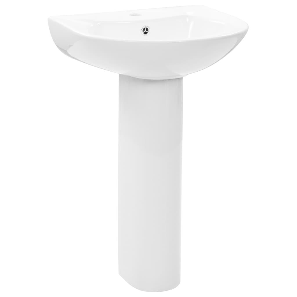 WASCHBECKEN Freistehendes Mit Säule Keramik Weiss 520/440/190 Mm - Weiß, Keramik (44/19/52cm) - vidaXL