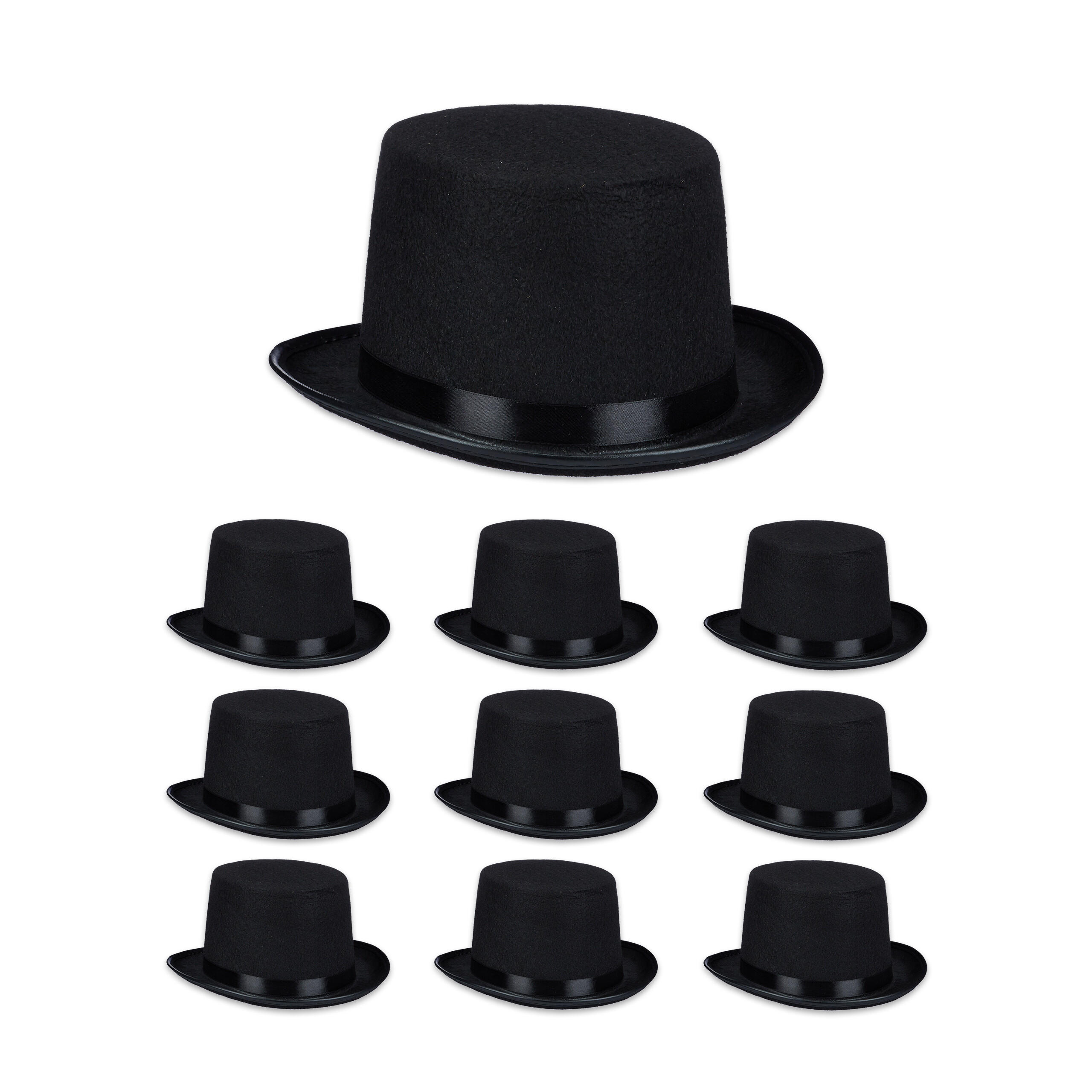 10XVRCHNÝ klobúk - čierna, textil (26/13/31cm) - Relaxdays