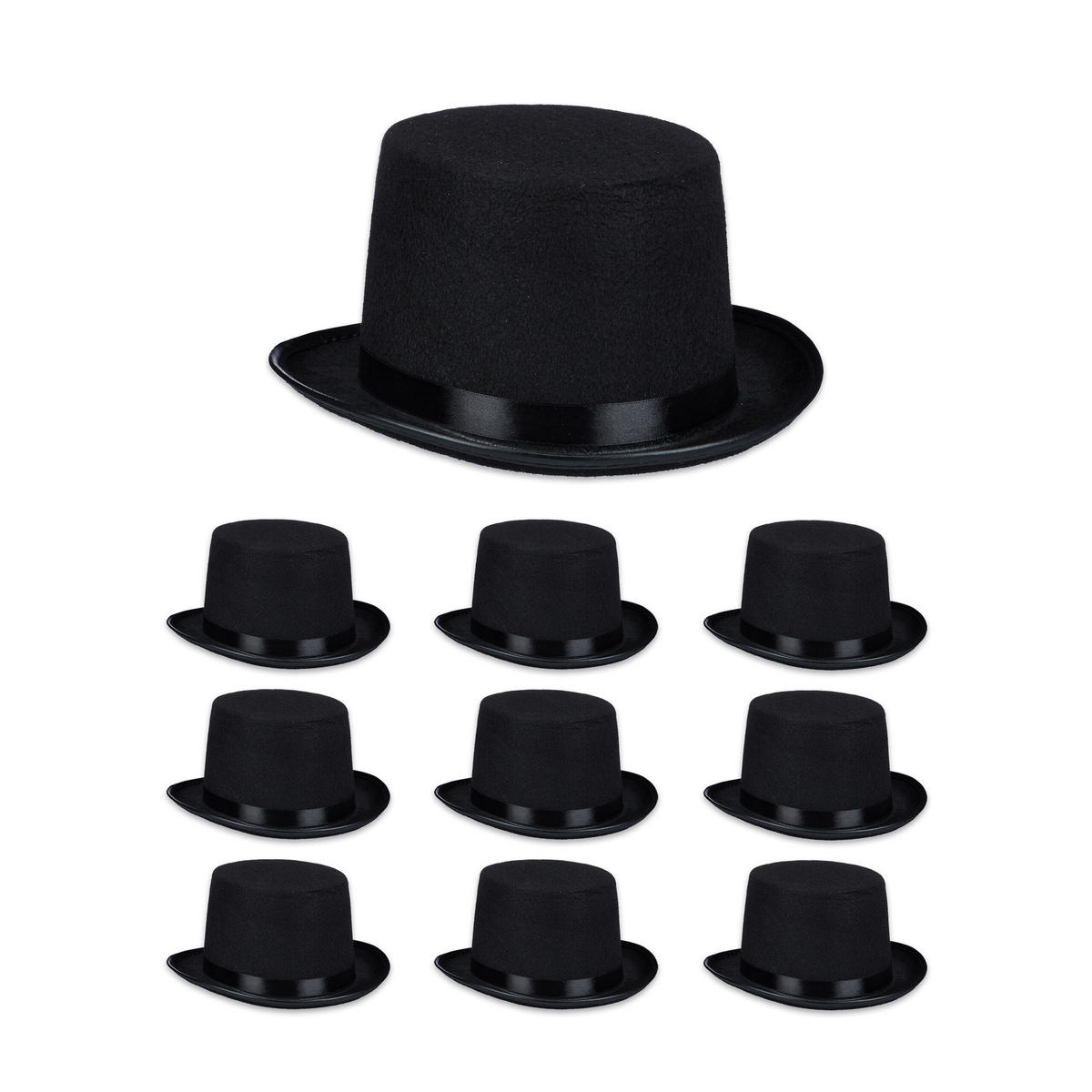 10XVRCHNÝ klobúk - čierna, textil (26/13/31cm) - Relaxdays