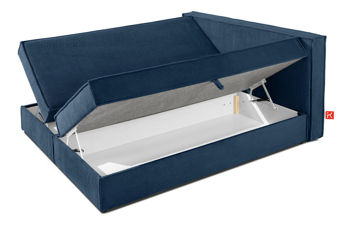 BOXSPRINGBETT ROTI mit Stauraum, marineblau - Schwarz/Dunkelblau, Holz/Holzwerkstoff (140/200cm) - KONSIMO®