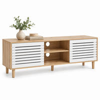 TV-SKŘÍŇKA bílá dřevodekor 2 posuvné dveře 140 cm - světle hnědá, dřevo/kompozitní dřevo (140/49/40cm) - Relaxdays